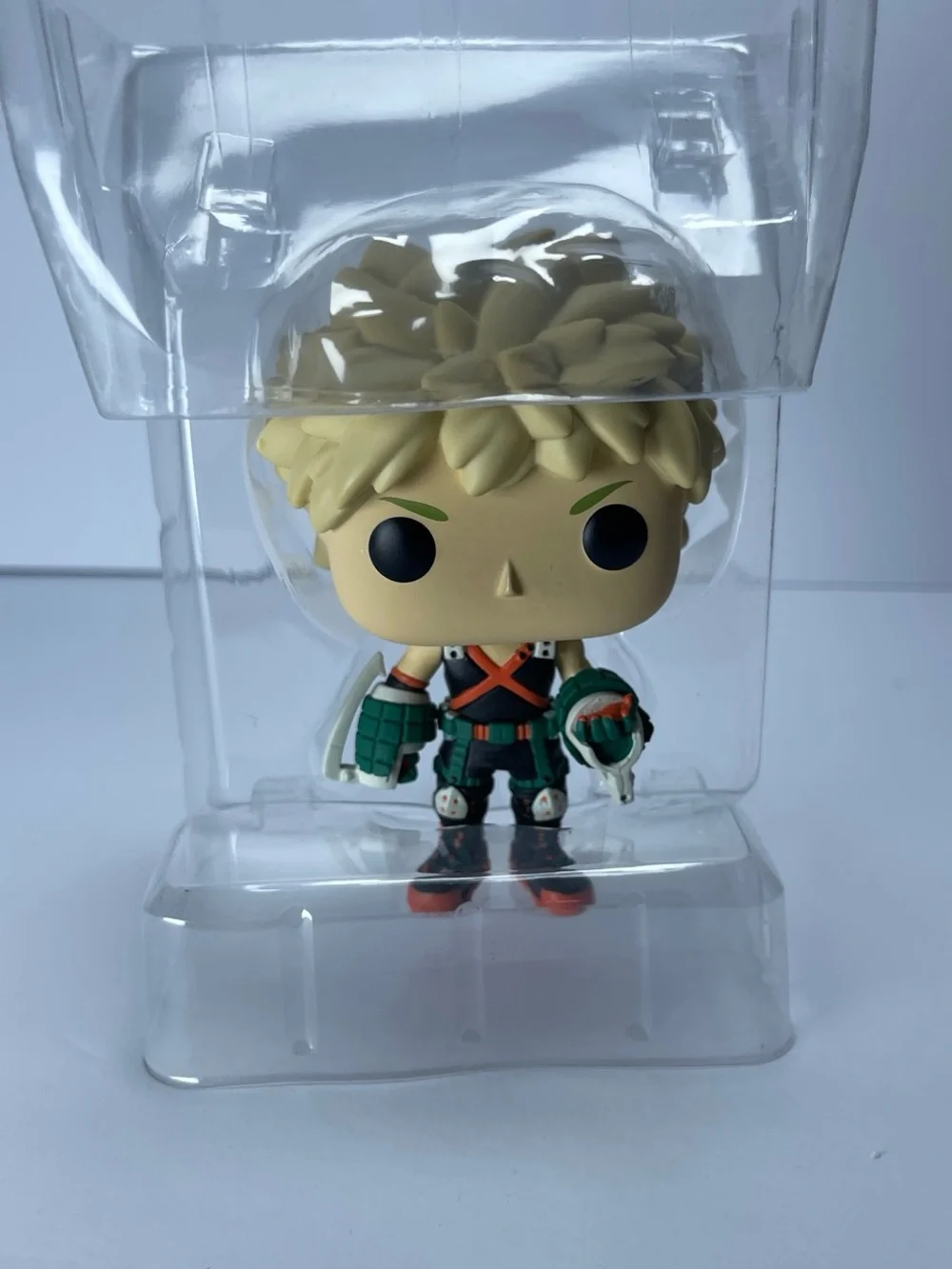 Funko Pop! Katsuki Bakugo Blonde Hair Green Outfit with Orange Accents